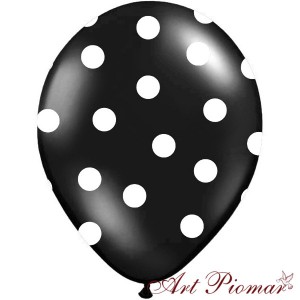 Balon czarny w białe kropki