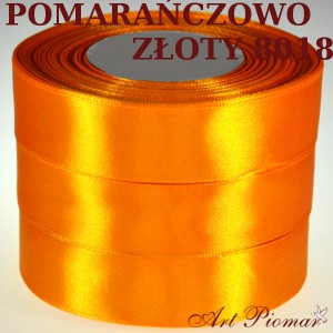 Tasiemka satynowa 12mm kolor 8018 Pomarańczowo złoty